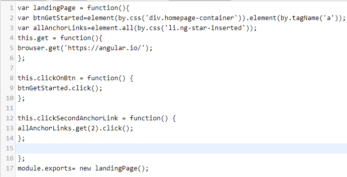 pom page class structure in protractor